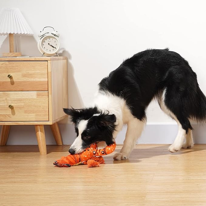 Dog Toys, Dog Plush Toy for Large Breed, Cute Squeaky Dogs Toy with Crinkle Paper, Puppy Chew Toy for Small, Middle, Large Breed (Lobster)