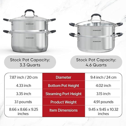 SUNHOUSE - 3.1 Quart Steamer Pots