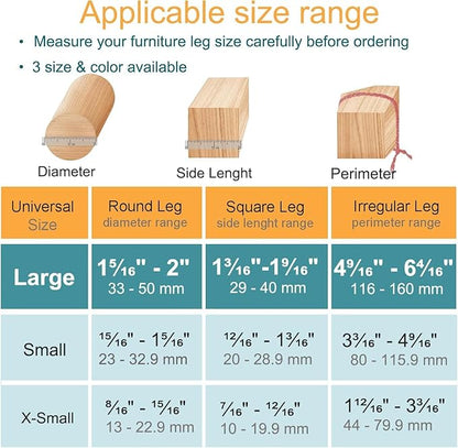 32 Pcs Chair Leg Floor Protectors - Silicone Felt Pads, Scratch-Proof & Noise-Free, Easy Smooth Moving, Large Size (Fits Round Chair Legs: 1-5/16" to 2" Diameter)