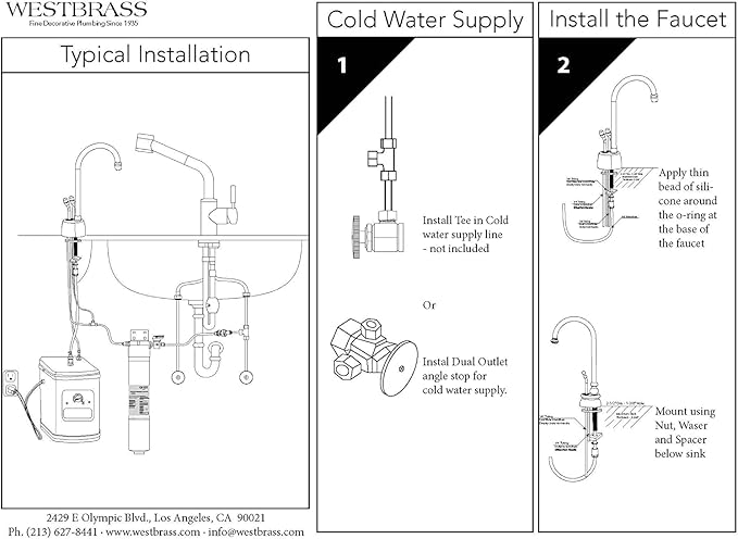 Westbrass A272HFP-62 Develosah 2-Handle Hot and Cold Water Dispenser