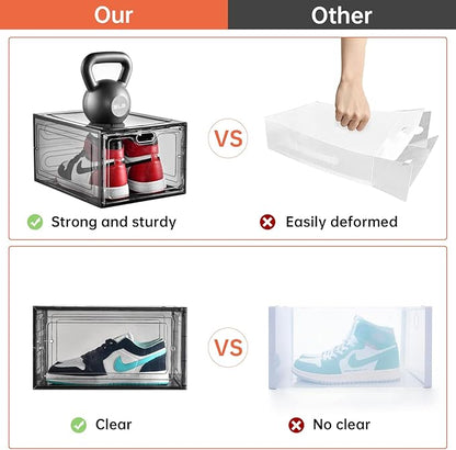 12 Pack Gray Transparent Shoe Storage Organizer, Stackable Shoe Boxes