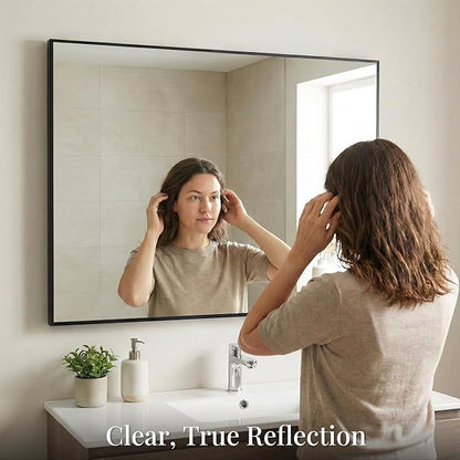 48''x36'' Extra Large Black Bathroom Mirror, Metal Framed Vanity Mirror