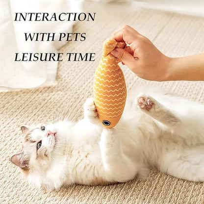 Cat Toys for Indoor Cats 9pcs Wavy Fish Toy Catnip Toys Cats Interactive Toys Kitten Dental Gifts Cat Kicker Grass Stick Kitty Chew Plush with Bells
