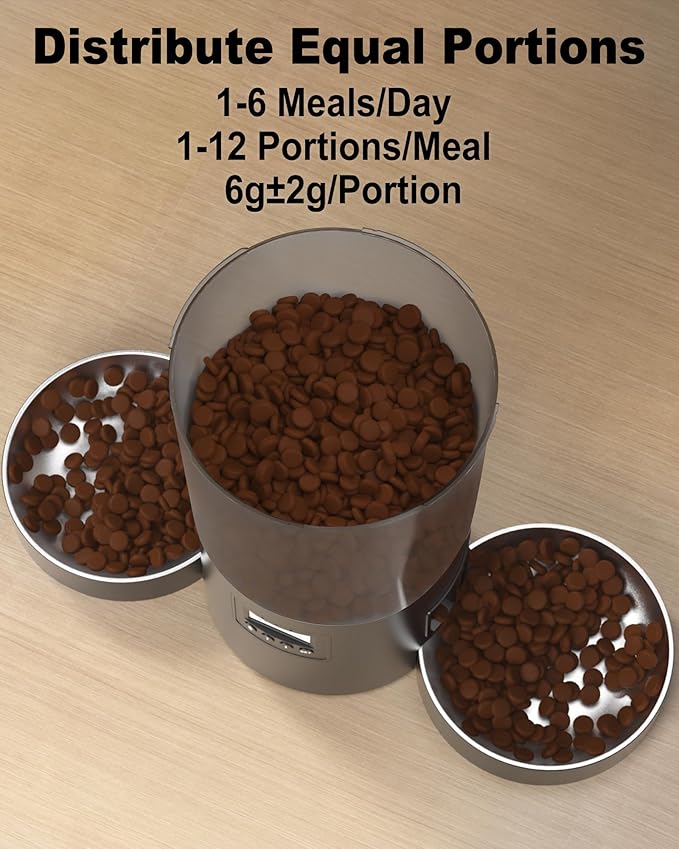 Automatic Cat Feeder for 2 Cats, 4.2L Dual Food Dispenser, Portion Control