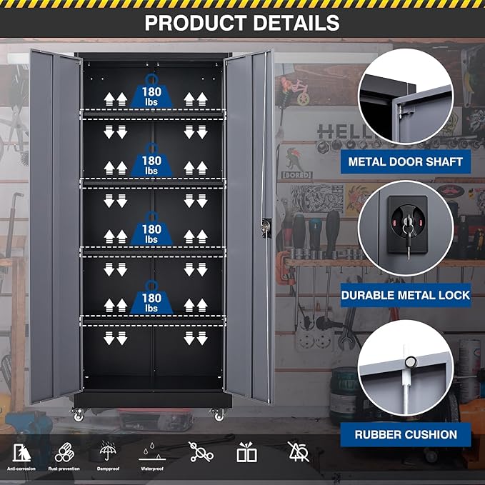 Metal Rolling Storage Cabinet-74.6” Tall Steel File Cabinets
