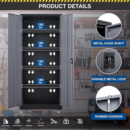 Metal Rolling Storage Cabinet-74.6” Tall Steel File Cabinets