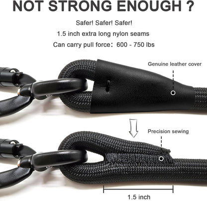 Rope Dog Leash with Two Handles, 6 Foot Heavy Duty Dog Leash with Aviation Aluminum Auto Locking Carabiner, Strong Nylon Pet Lead for Small, Medium, Large Dogs (Purple, 6FT-Two Handle)