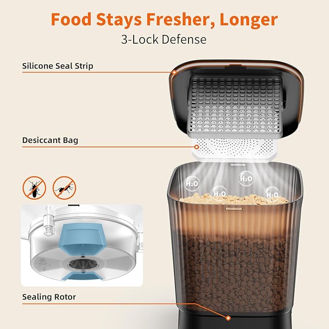 HoneyGuaridan Automatic Cat Feeder, 5G WiFi Cat Food Dispenser