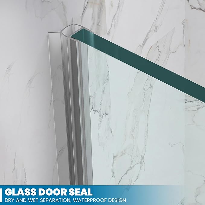 Bathroom Frameless Shower Door 34" W*72" H, 5/16" Clear Tempered Glass Hinged