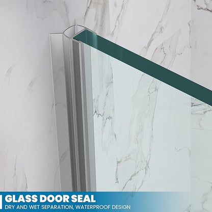Bathroom Frameless Shower Door 34" W*72" H, 5/16" Clear Tempered Glass Hinged