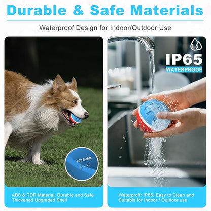 Dog Toys Dog Ball, Durable Motion Active Rolling Balls with Remote Control LED Light, Rubber Peppy Pet Balls for Medium Large Dogs, USB Rechargeable, 3.2-in Diameter (RedBlue)
