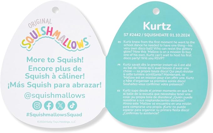 Squishmallows Original 8-Inch Kurtz Grey Teal Piranha - Official Jazwares Plush (Little)