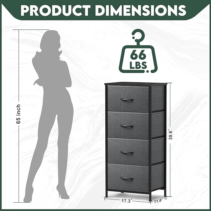 4 Fabric Drawer Dresser for Bedroom, Chest of Drawers