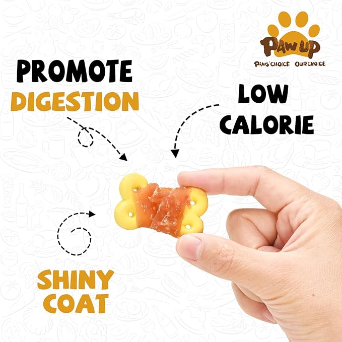 PAWUP Dog Treats Chicken Wrapped Pumpkin Biscuits, Rawhide and Gluten Free, w/Taurine Low Fat Chewy Training Treats,12.5 oz
