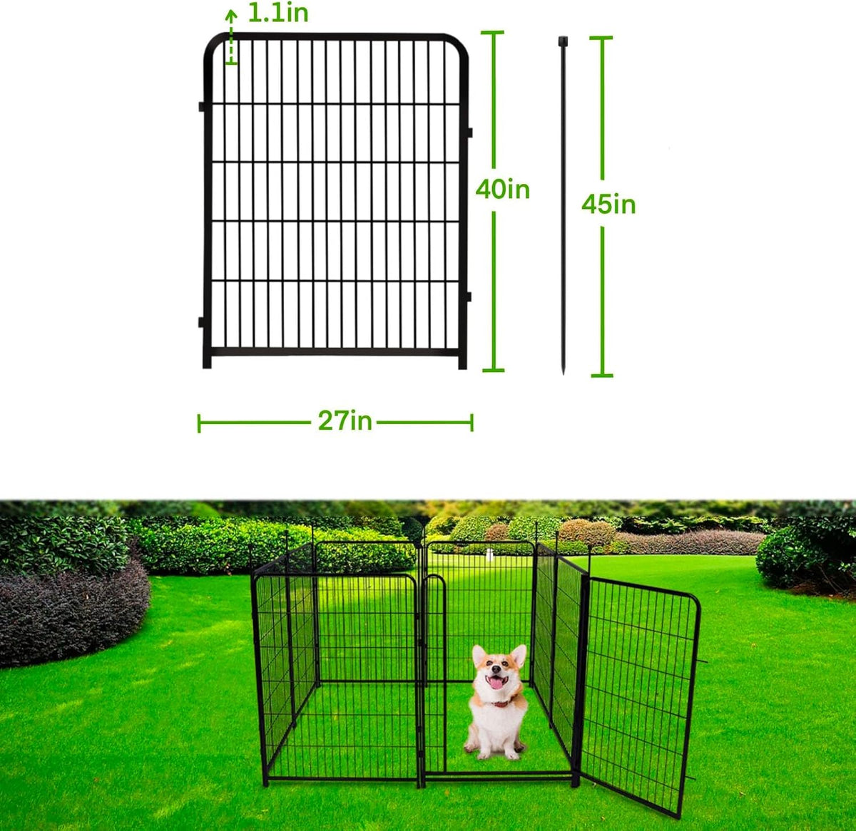 40in(H) Doorless Fence for Garden 14 Panels， 31.2 Ft(L) Barrier, Outdoor Garden Protection for Dogs Low Threshold,Indoor Fence Without Gate