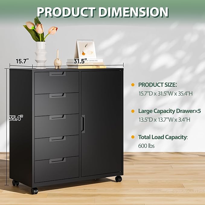 MIIIKO 5 Drawer Storage Cabinet
