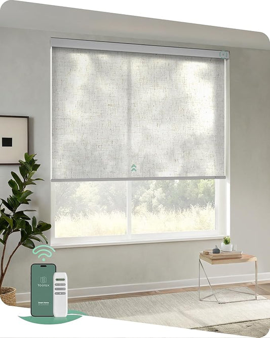 Yoolax Motorized Blinds with Remote, Light Filtering Remote Shades