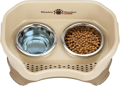 Neater Pet Brands Neater Feeder Deluxe Mess Proof Dog Bowls Elevated for Small Dogs Under 19 lbs, Made in USA, No Spill Raised Dog Food Bowl Stand Feeding Station, Food and Water Bowl Set, Cappuccino
