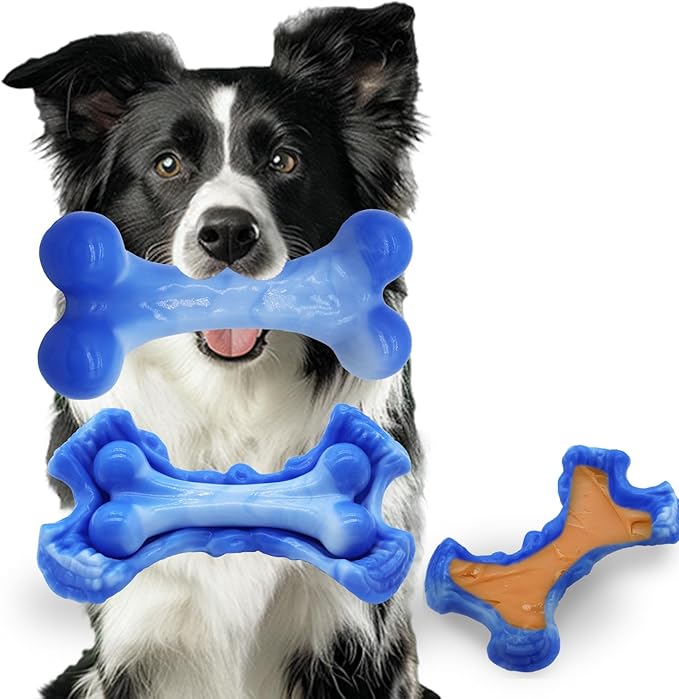 Magicorange Tough Dog Toys, Chew Toys for Aggressive Chewers, Dog Bone Toy Nylon Almost Indestructible Dogs Toy for Teeth Cleaning and Training (Blue)