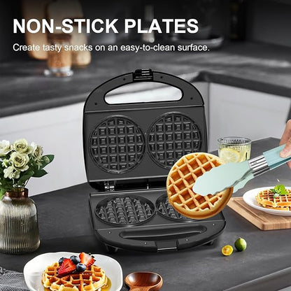 OSTBA Mini Waffle Maker 750W, Double 4-Inch Belgian Waffles Iron, Nonstick