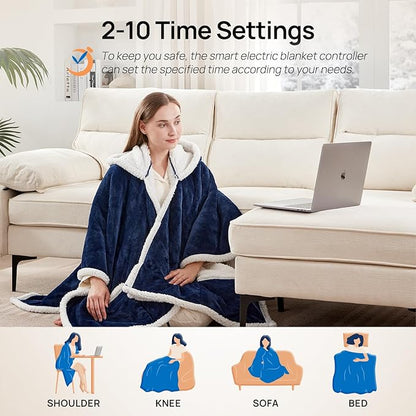 Westinghouse Wearable Heated Throw Blanket, Electric Heated Wrap Poncho Shawl
