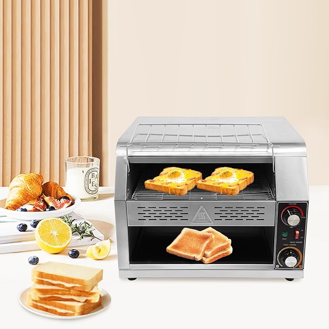 2400W Stainless Steel Countertop Bread Oven, Commercial Toaster Conveyor