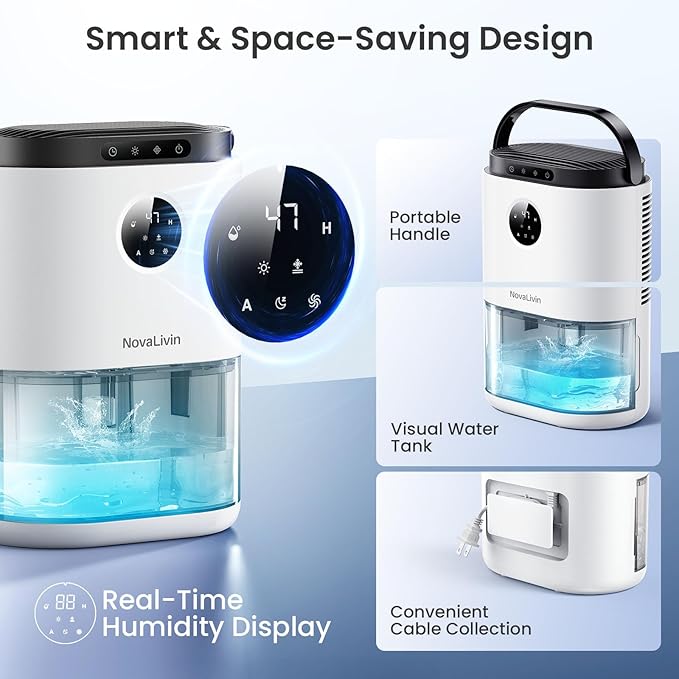 Dehumidifier for Home, 68 OZ Water Tank Dehumidifiers for Bathroom, Living room