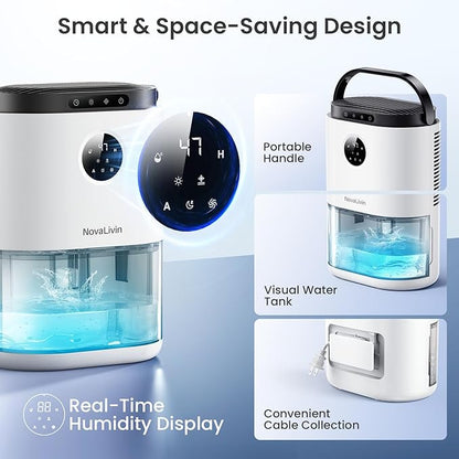 Dehumidifier for Home, 68 OZ Water Tank Dehumidifiers for Bathroom, Living room
