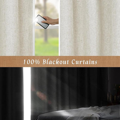 LAMIT Full Blackout Window Linen Curtains