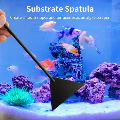 Tifanso Aquarium Aquascape Tools Kit - 4 in 1 Terrarium Decor Supplies with Long Tweezers Feeding Tongs, Aquarium Scissors, Algae Scraper, Live Fish Plants Tank Accessories Cleaning Trimming Kit
