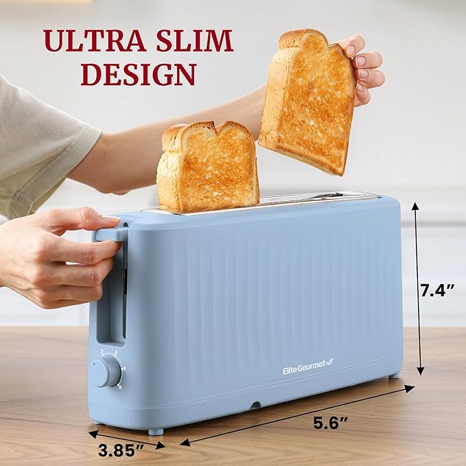 Elite Gourmet ECT2517OX SLIMTOAST™ 2-Slice, Long Slot Toaster, Cool-touch Body