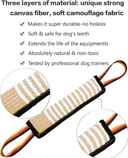Clysoru Dog Tug Toy Dog Tough Jute Bite Pillow Lasting Training Equipment Two Flag Handles Puppy to Large Dogs Interactive Toy war Toys for Aggressive chewers