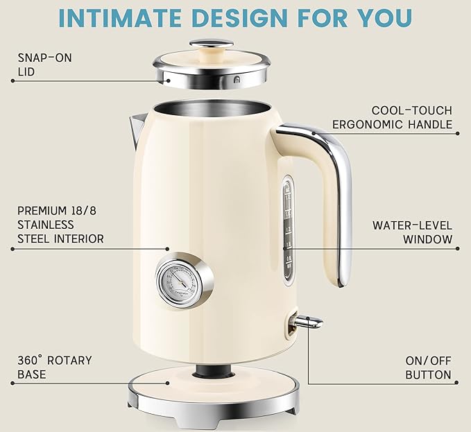 SUSTEAS Electric Kettle - 57oz Hot Tea Kettle Water Boiler