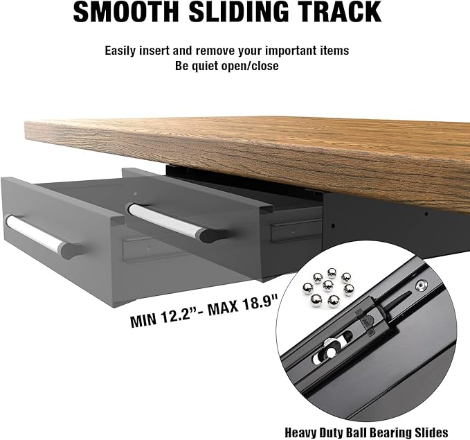 UNITEDPOWER Under Desk Drawer Storage, Pull-Out Office Hidden Counter Drawer