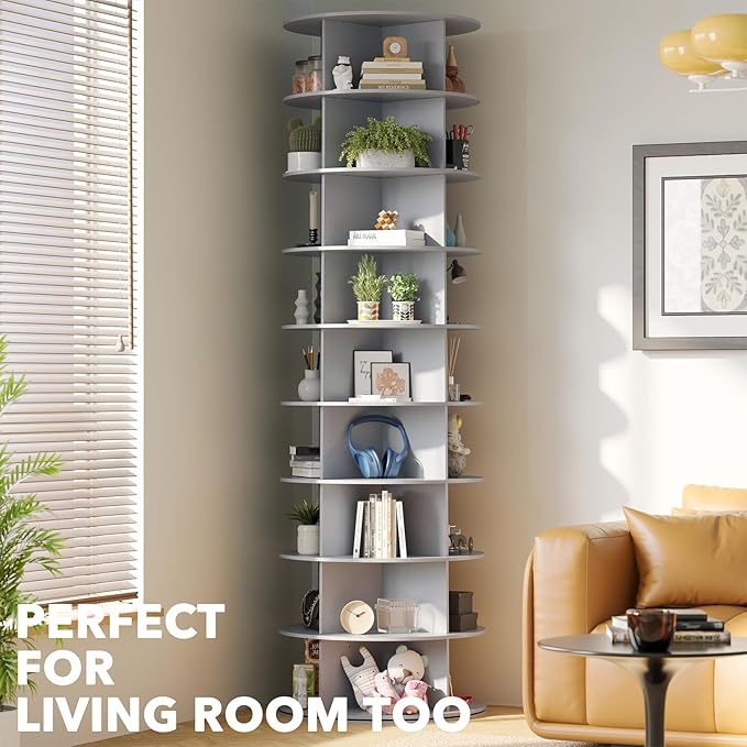 SpaceAid 9 Tier Rotating Shoe Rack Tower, Spinning Shoe Display Lazy Susan