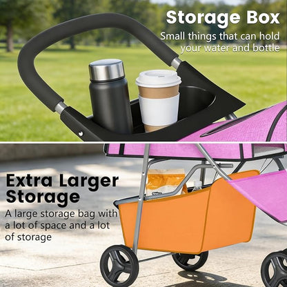 BestPet | 3-Wheel Pet Stroller | Pink | Foldable Dog and Cat Stroller | Breathable Mesh | Lightweight, Waterproof Travel Carrier with Cup Holder & Storage Basket | for Daily Walks & Outdoor Use