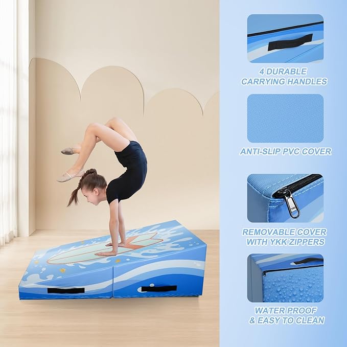 Kangaroo Hoppers Incline Gymnastics Mat, Skill Training, Home Gym Exercise