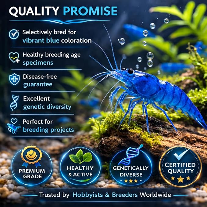 15+ Blue Dream Supreme Gene Shrimps Live Freshwater Neocaridina Shrimp for Aquarium, Live Arrival Guarantee