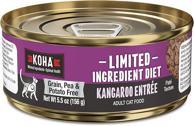 KOHA Limited Ingredient Diet Kangaroo Pate for Cats - Single Meat Cat Food for Sensitive Stomachs - Pate Kangaroo Cat Food with No Fillers, 5.5 oz - Trial Pack (3 Cans)