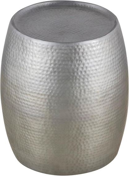 ET501 Modern Contemporary Aluminum Material 21" Height End Table, Side Table with Hand Hammered Design Antique Silver