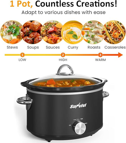 Sunvivi Small Slow Cooker 4QT, Mini Food Warmer