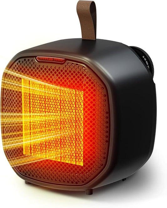 Portable Small Ceramic Space Heater w/Thermostat, 1200W Indoor Electric Space