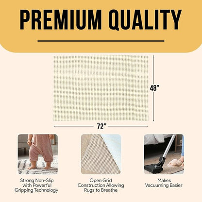 Non Slip Area Rug Gripper 4x6 Feet, Rug Gripper for Hardwood Floors, Laminate, Vinyl, Stone & Tile, Anti Slip Area Rug Pad for Under Rugs