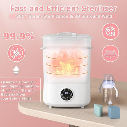 Fisca Baby Bottle Sterilizer and Dryer, 5-in-1 Large Capacity Bottle Sanitizer