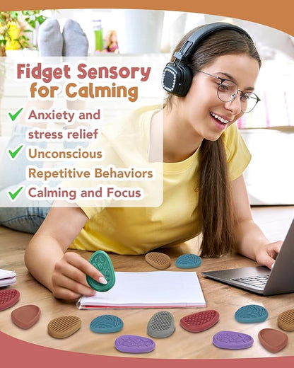 Fidget Toys Adults Sensory Stone: 24 Pack Texture Worry Stone