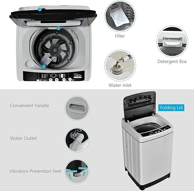 Giantex Full Automatic Washing Machine, 2 in 1 Portable Laundry Washer 1.5Cu.Ft
