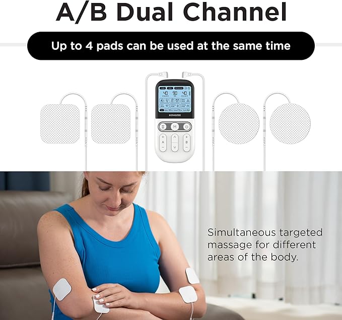 4 in 1 - D.I.Y & Tens Unit & EMS & Massage Muscle Stimulator, Dual Channel TENS