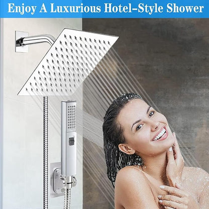 Dual Shower Heads with Handheld Spray Combo, Anti-Clog Nozzles, Ultra Thin