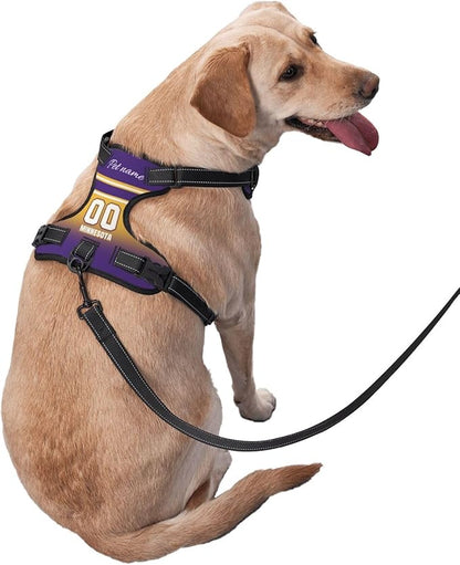 Custom Minnesota Dog Harness with Reflective Stripes Personalized Name and Number Dog Vest Harness with Pet Traction Rope for Small Medium Large Dog
