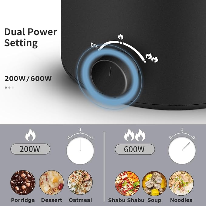 Topwit Hot Pot Electric with Steamer, 1.6L Ramen Cooker, Electric Pot